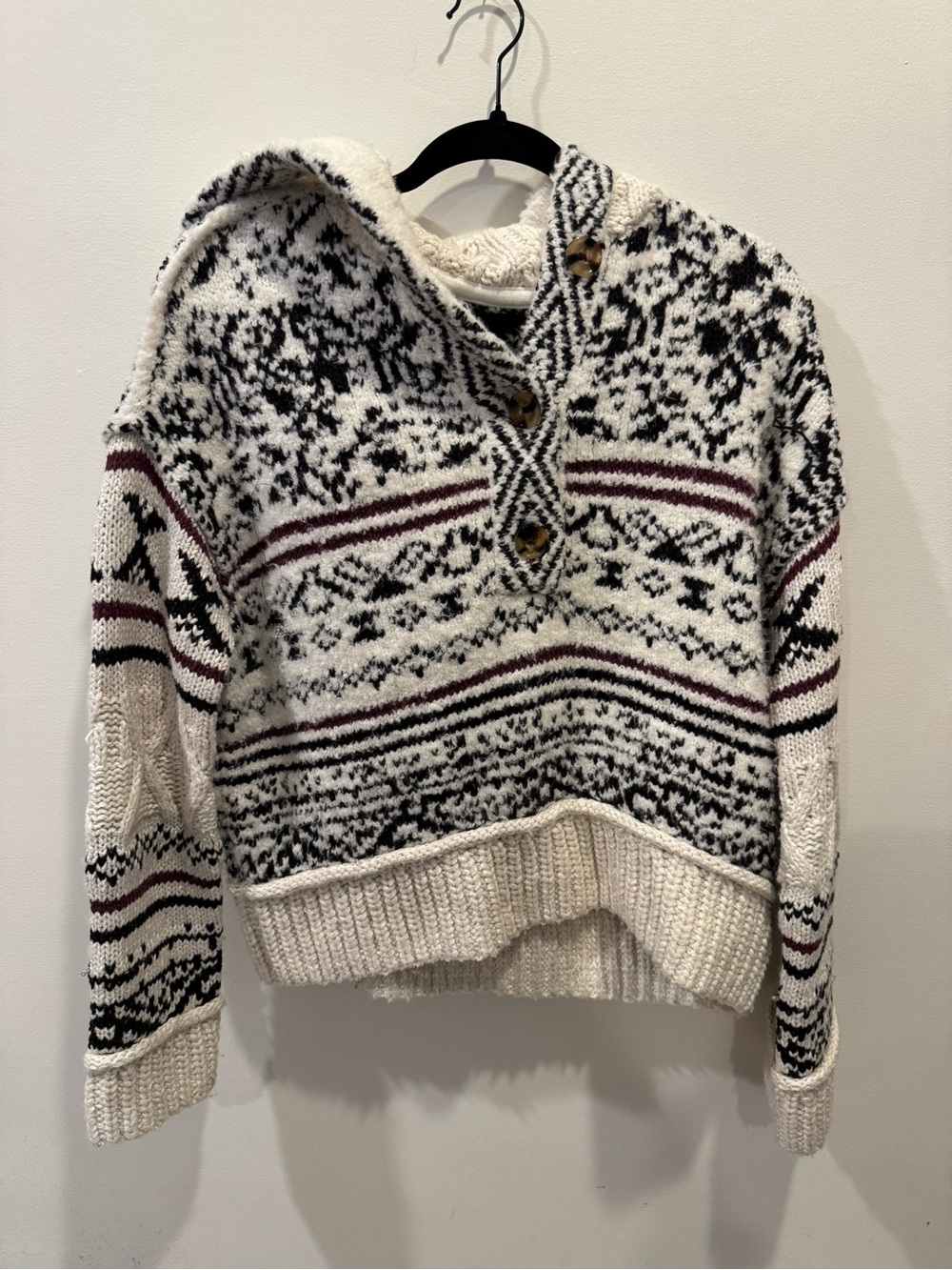 PILCRO Fair Isle Hooded Sweater XXS NWT Anthropologie